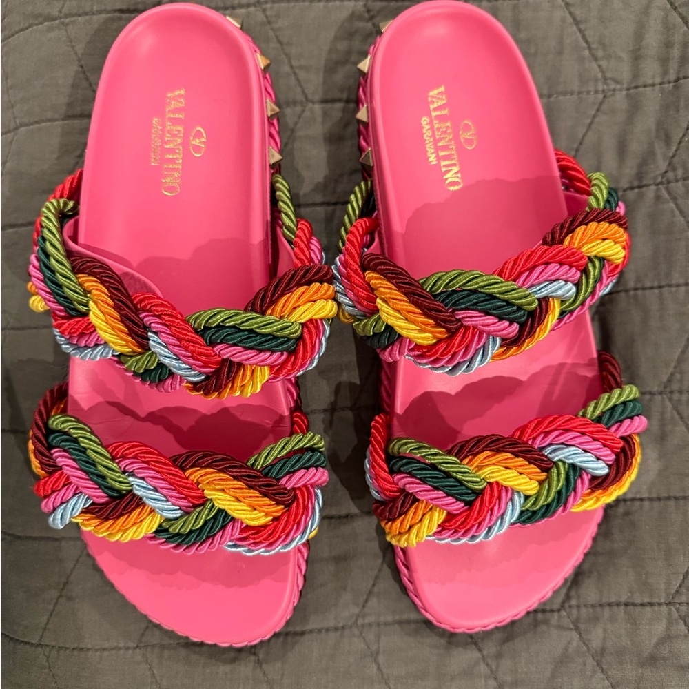 Valentino Rainbow Braided Sandals